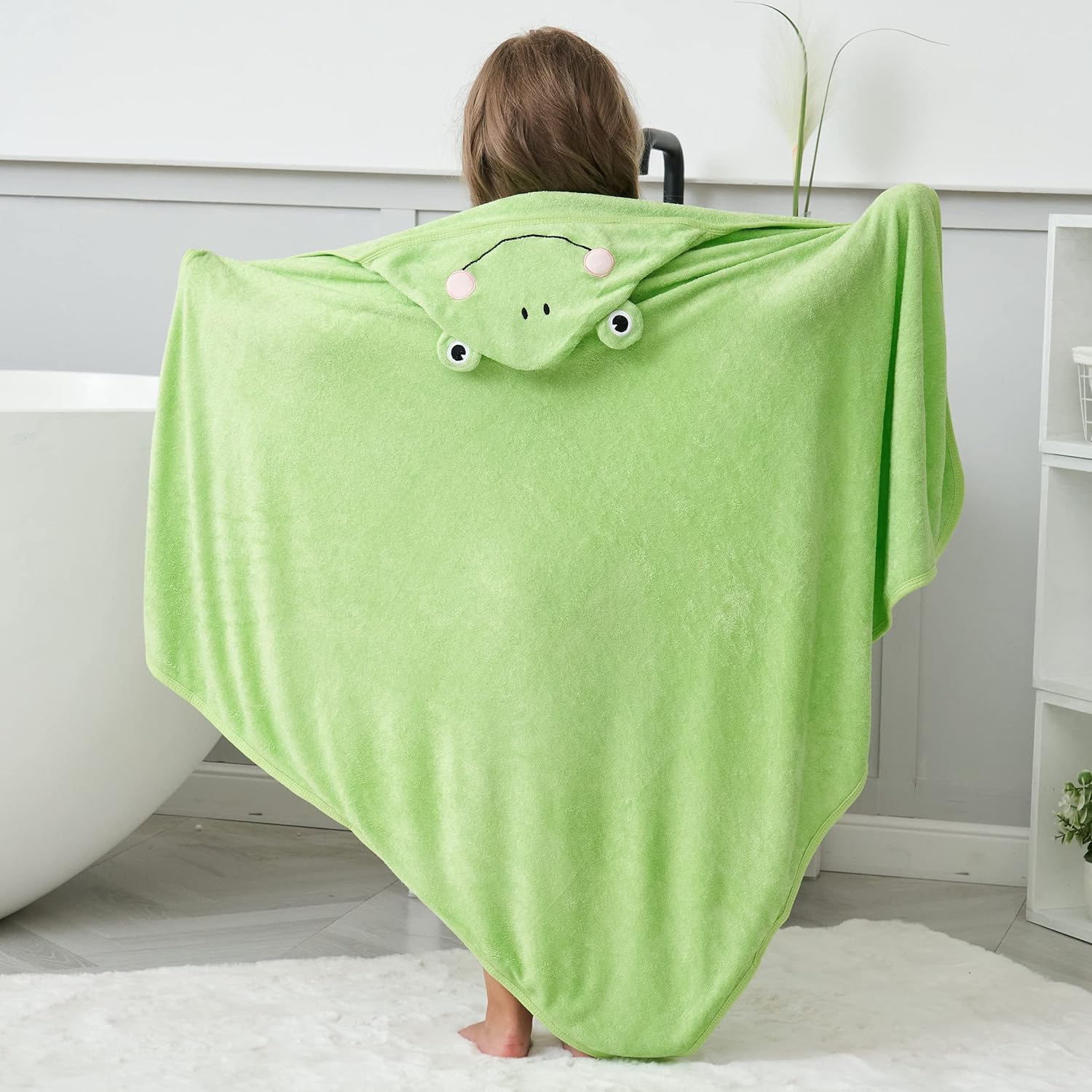 HIPHOP PANDA Bamboo Hooded Baby Towel - Soft Bath Towel with Bear Ears for Babie， Toddler， Infant - Ultra Absorbent， Natural Baby Stuff Baby Bath Shower Gifts for Boy and Girl - (Bear， 30 x 30 Inch) - Image 5